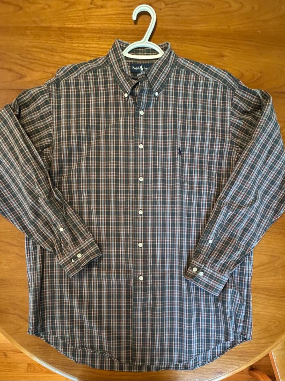 Vintage Polo Ralph Lauren Yarmouth Green Plaid Shirt 16.5 34/35 L Cotton